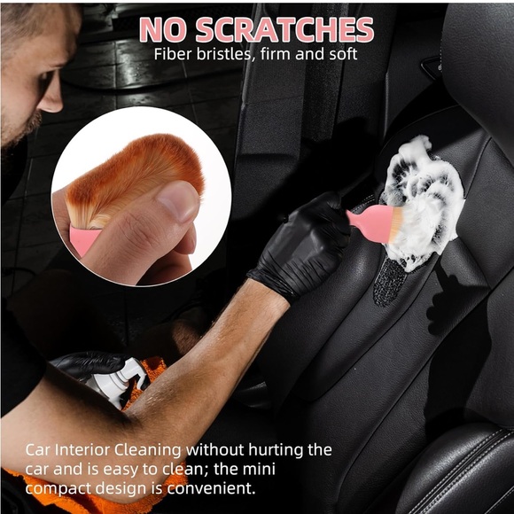 Car cleaning Pink and Orange Brush Set new in package - Picture 2 of 6